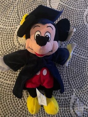 Disney Mickey Mouse Plush in Navy, Red, Yellow & Black Graduation Outfit
